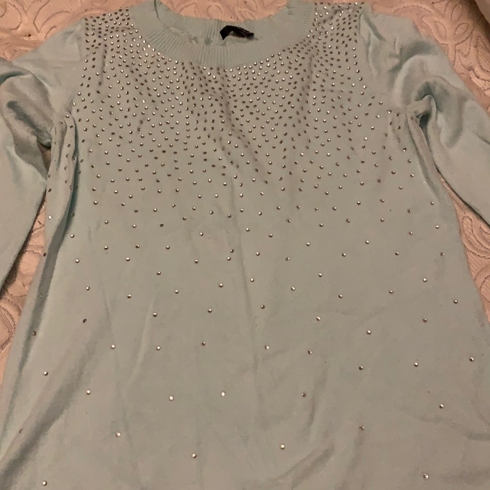 Express M blue-mint green color crystal sweater— good condition!
